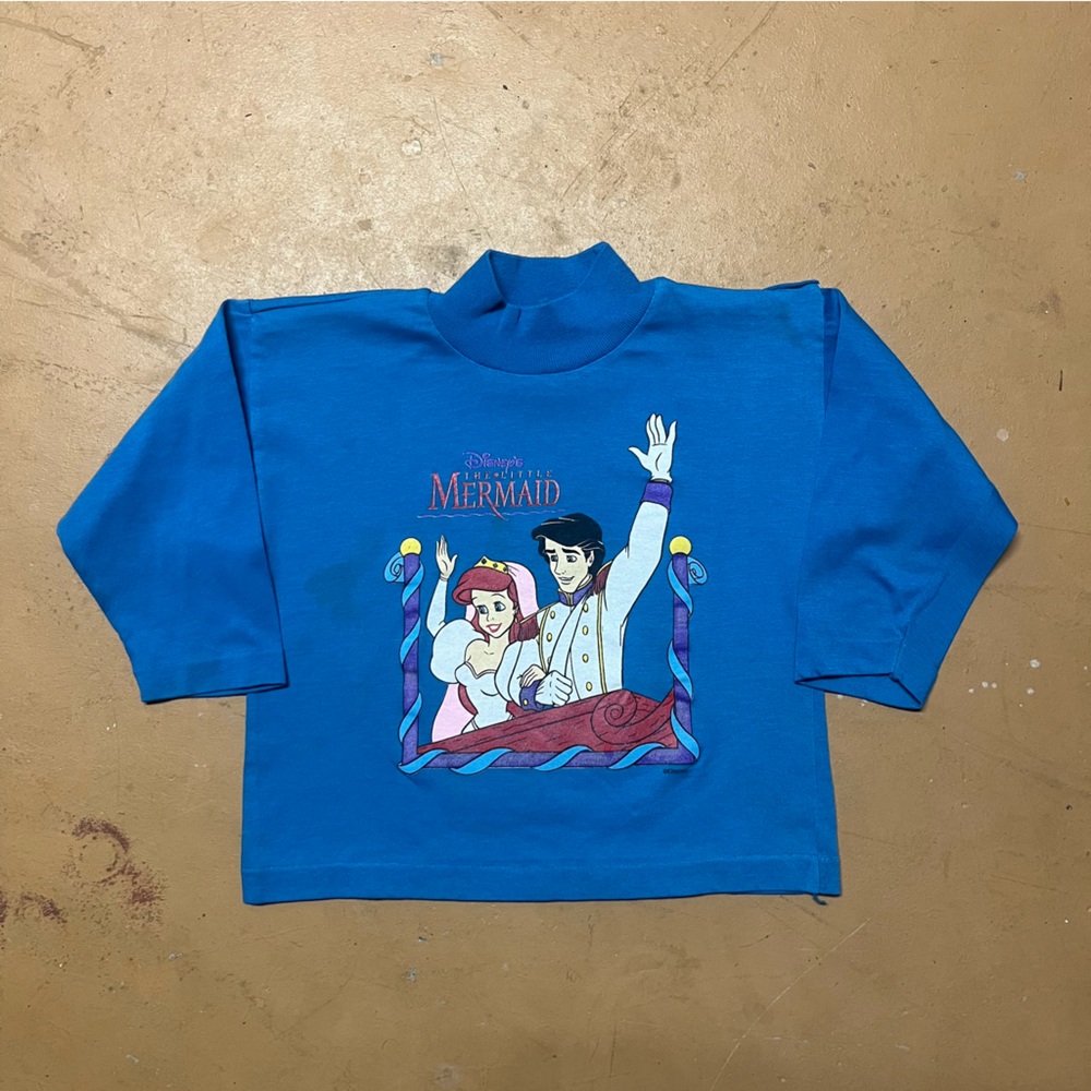 RARE Vintage 90s Original The Little Mermaid Disney Movie Girls Tiny Long Sleeve